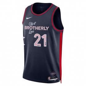 Muške NBA Dres Philadelphia 76ers Joel Embiid Nike 2023-24 City Edition Navy Swingman